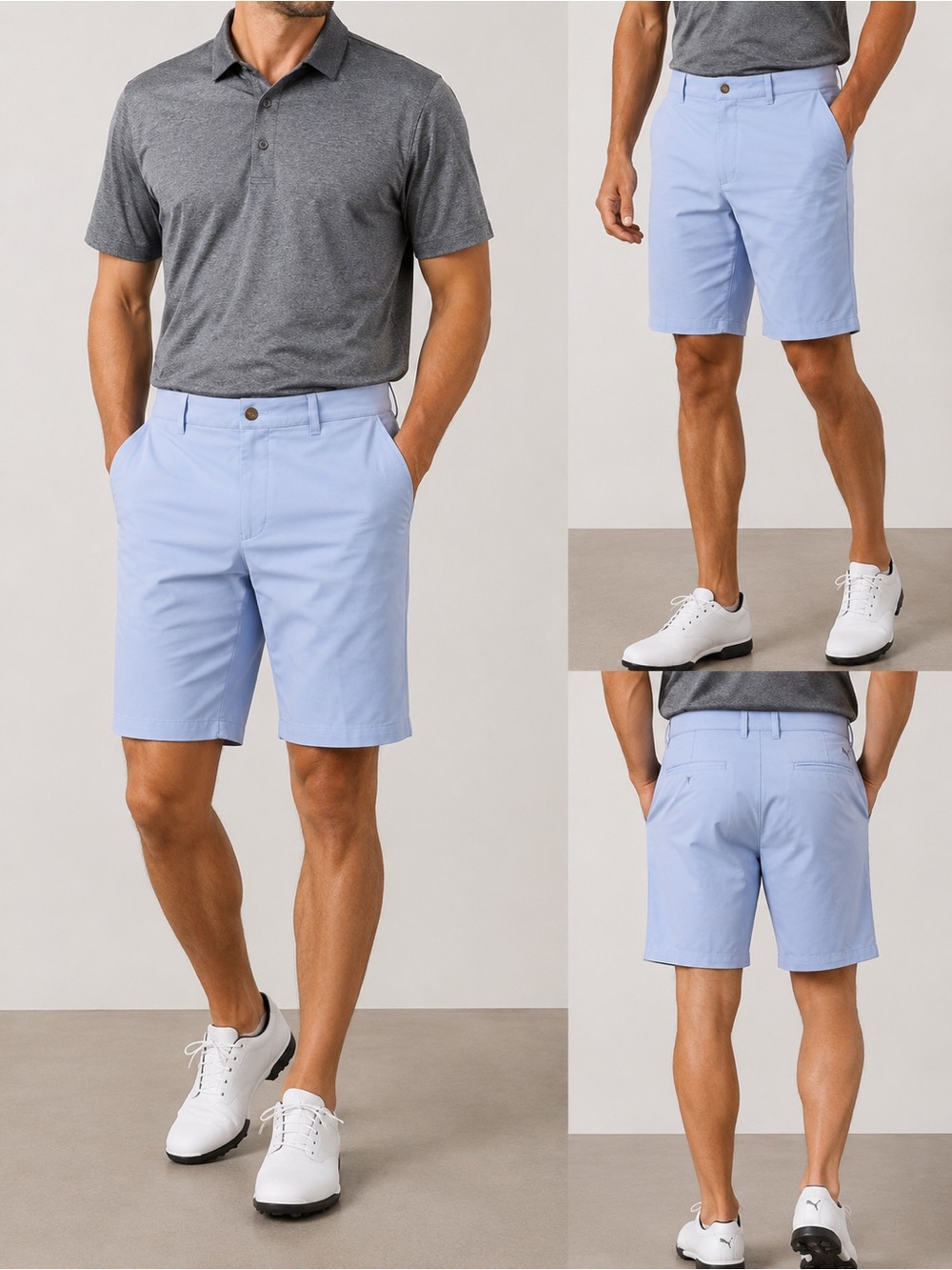 Puma Sky Blue Flat-Front Performance Shorts